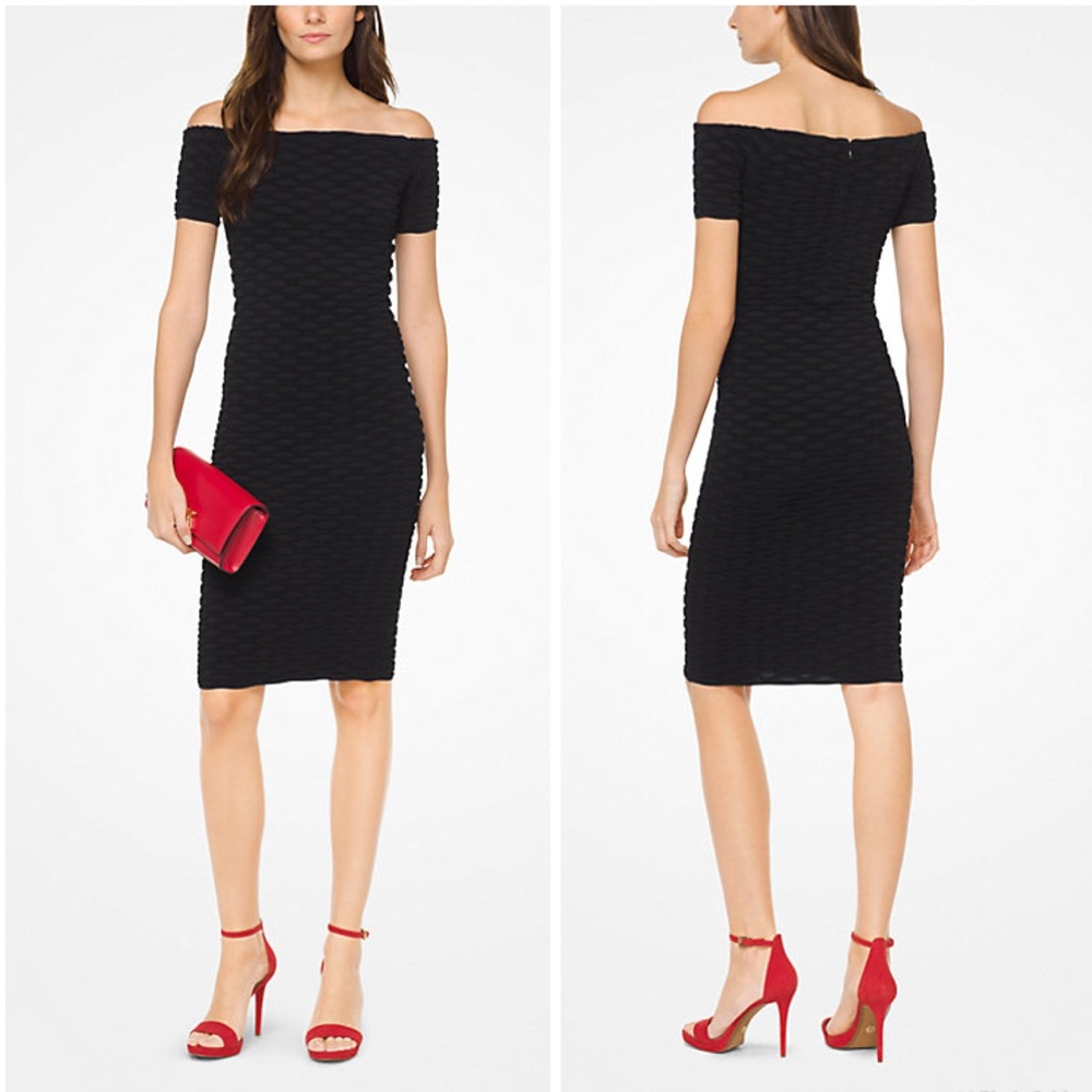 Michael Kors Elegant Black Off-Shoulder Bodycon Black Dress